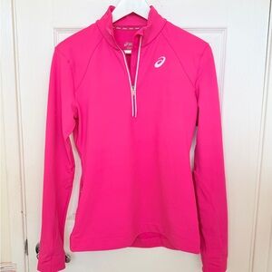 Asics Hot Pink 1/4 Zip Long-Sleeve Performance Top